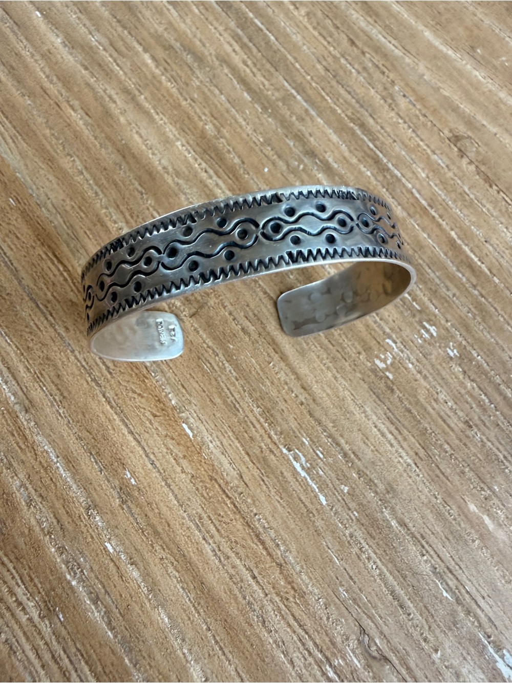 Hand stamped Sterling Silver Cuff bracelet
